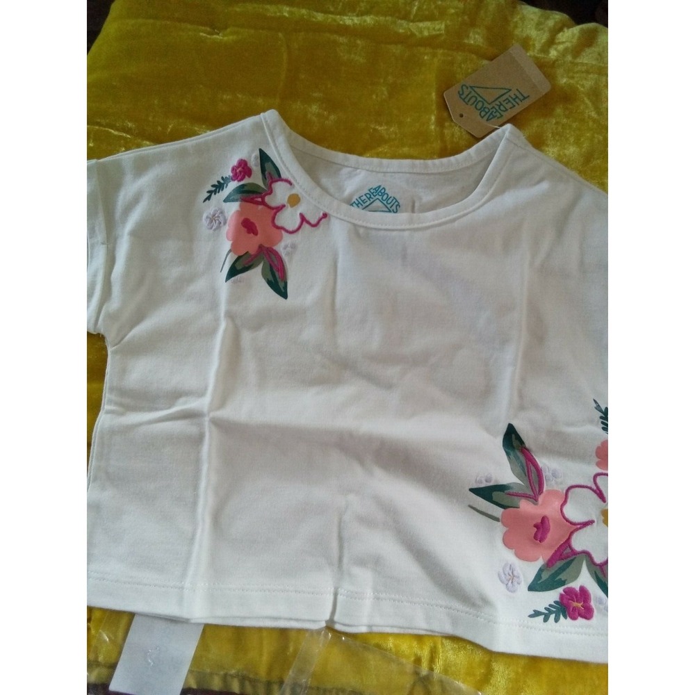 Thereabouts Girls White Floral Embroidered Short Sleeve T-Shirt Size 2T NWT